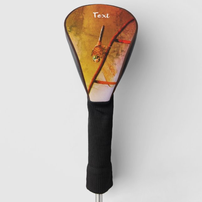 Dragonfly On Wire Fence Art Personalized  Golf Head Cover (Front)