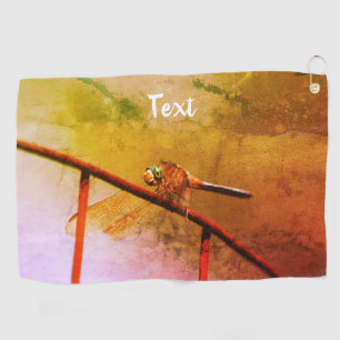 Dragonfly On Wire Fence Art Personalized Golf Towel
