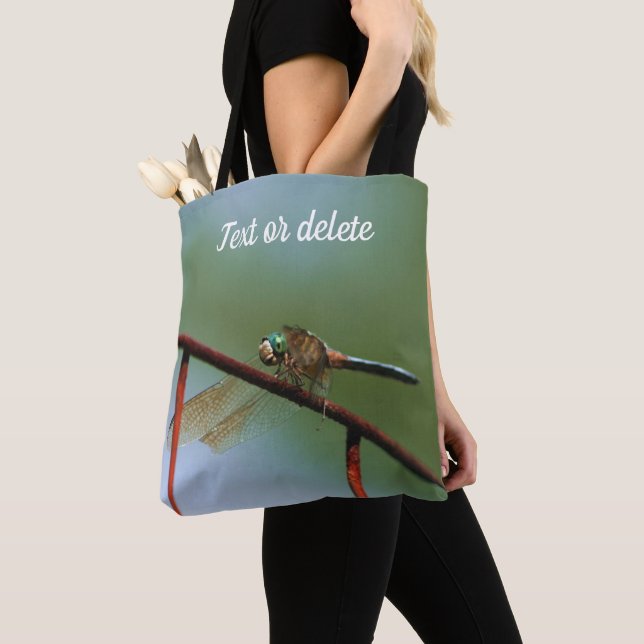 Dragonfly On Wire Fence Close Up Personalized Tote Bag (Close Up)