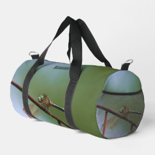 Dragonfly On Wire Fence Personalized Duffle Bag