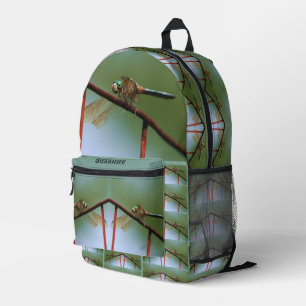 Dragonfly On Wire Fence Personalized Printed Backpack