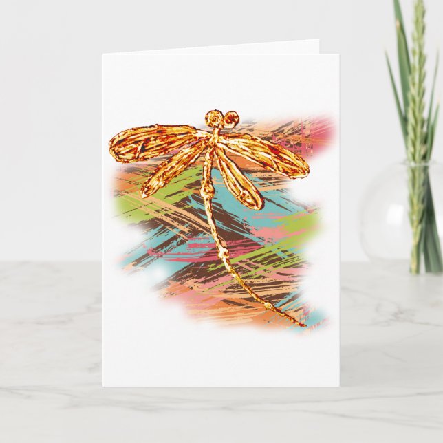 Dragonfly Orange Splash Holiday Card (Front)