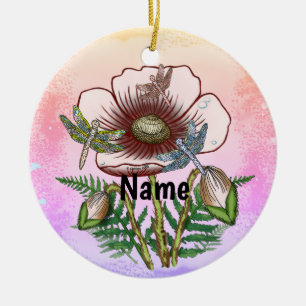 Dragonfly Pale Poppy Ceramic Ornament