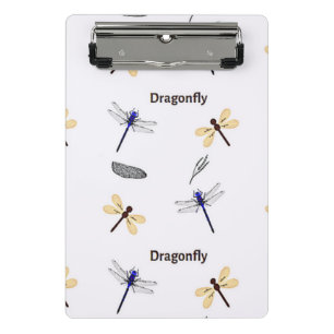 Dragonfly pattern on white mini clipboard