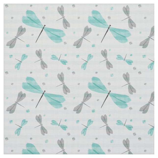 Dragonfly pattern with watercolor effect fabric (Swatch)