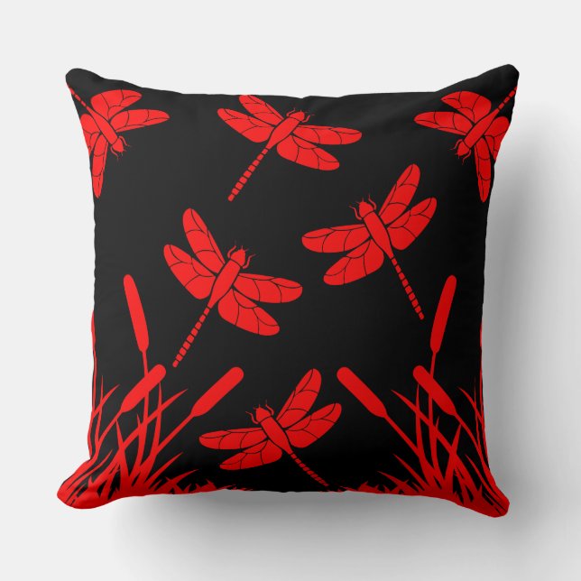Dragonfly Patterned Decor Throw Pillow (Front)