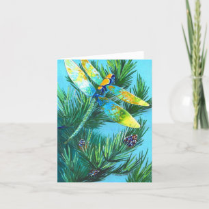 Dragonfly & Pinetree Colour Folded Greeting Card