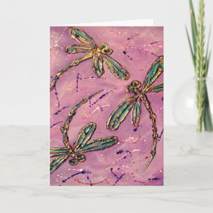 Dragonfly Pink Fizz Holiday Card