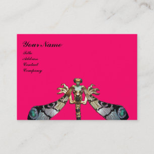 DRAGONFLY ,pink ,fuchsia black Business Card