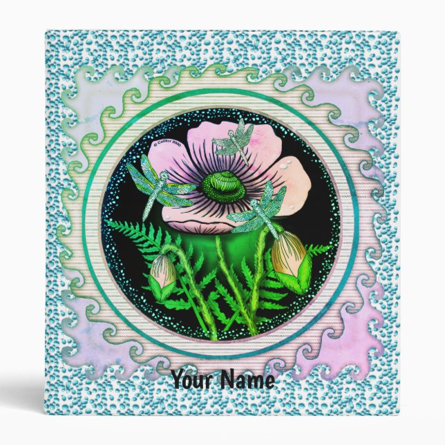 Dragonfly Pink Poppy  binder (Front)
