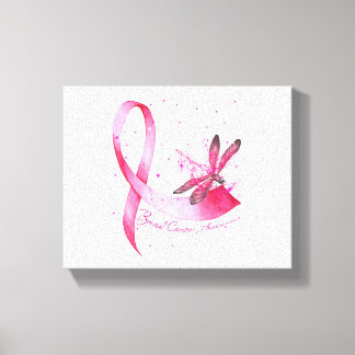 Dragonfly Pink Ribbon Breast Cancer Awareness Canvas Print