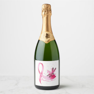 Dragonfly Pink Ribbon Breast Cancer Awareness Sparkling Wine Label
