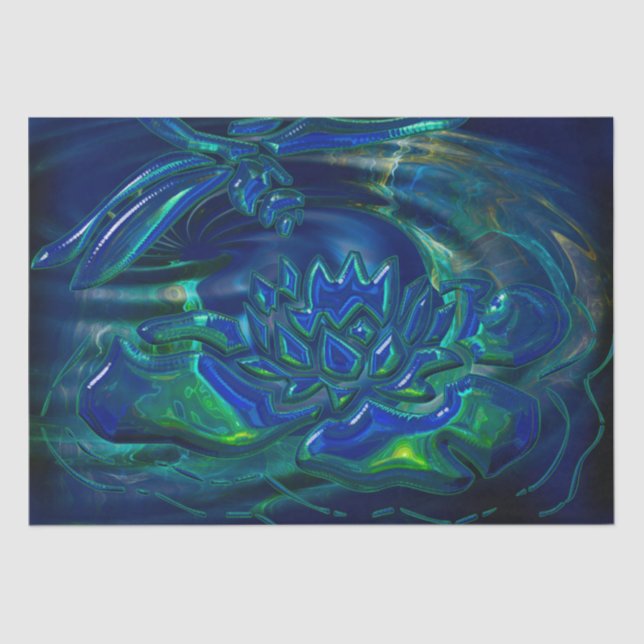 Dragonfly Pond 3D Glass Mixed Media Tissue Paper (Front)