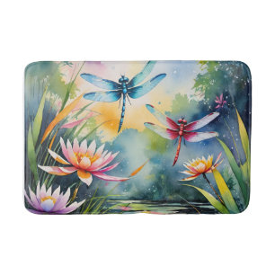 Dragonfly Pond Lili pads Dragonflies               Bath Mat