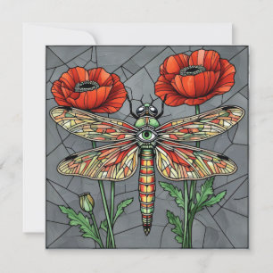 Dragonfly Poppy Flower Mystical All Seeing Eye Card