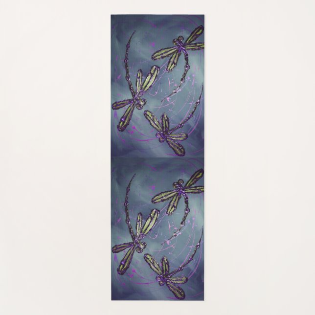 Dragonfly Purple Night Flit Bath Towel Set Yoga Mat (Front)