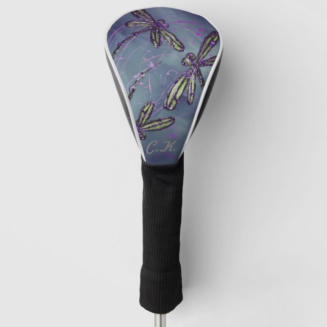 Dragonfly Purple Night Flit Golf Head Cover (Front)