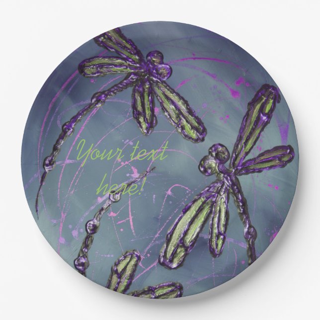 Dragonfly Purple Night Flit Paper Plate (Front)