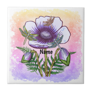 Dragonfly Purple Poppy  Tile