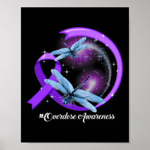 Dragonfly Purple Ribbon Overdose Awareness 2  Poster