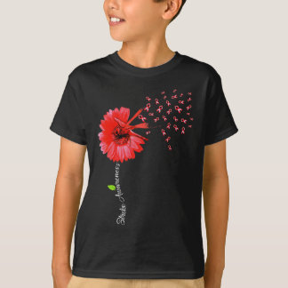Dragonfly Red Brain Aneurysm Awareness Support Str T-Shirt