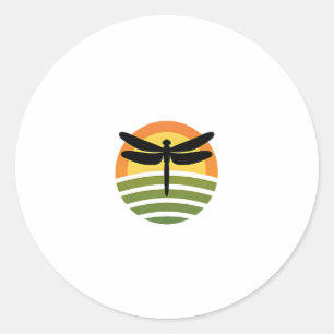 Dragonfly Retro (1) Classic Round Sticker