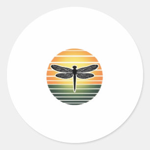 Dragonfly Retro (3) Classic Round Sticker