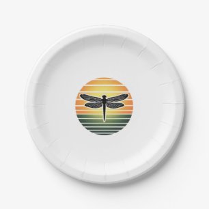 Dragonfly Retro (3) Paper Plate