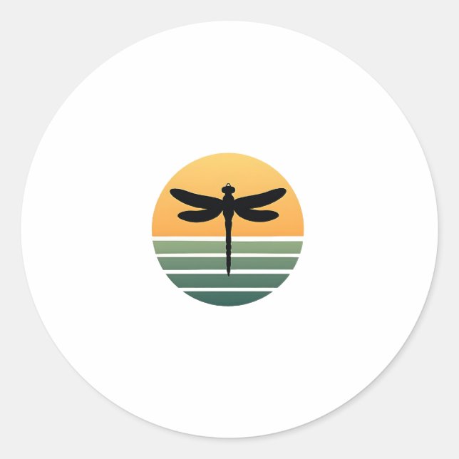 Dragonfly Retro (4) Classic Round Sticker (Front)