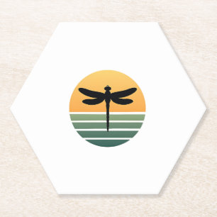 Dragonfly Retro (4) Paper Coaster