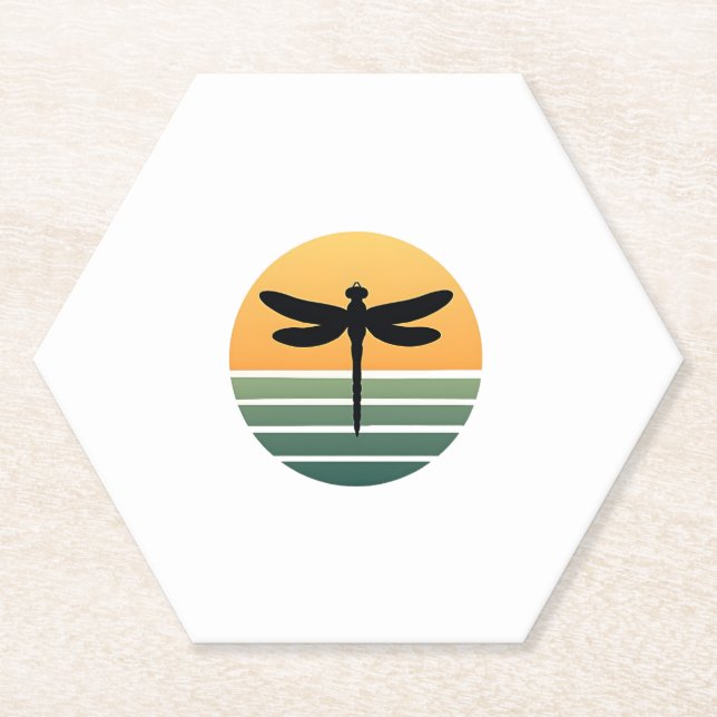Dragonfly Retro (4) Paper Coaster (Front)