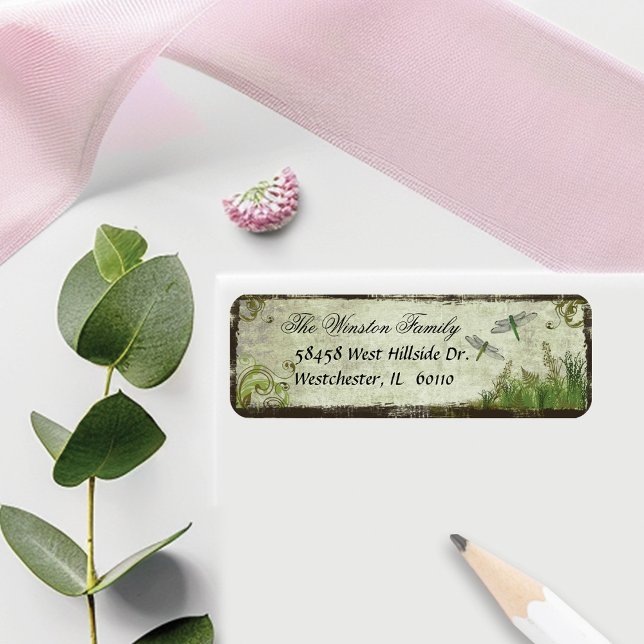 Dragonfly Return Address Labels (Dragonfly Vintage Green Return Address Labels)