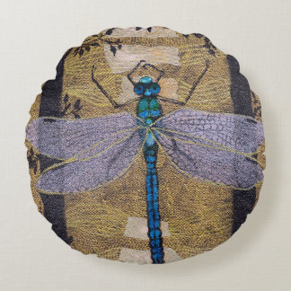 Dragonfly reversible  round pillow