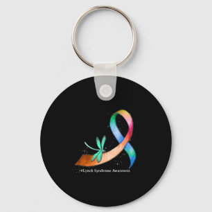 Dragonfly Ribbon Lynch Syndrome Awareness Gifts  Keychain