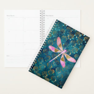 Dragonfly rose Gold sur Turquoise Floral Arrière -