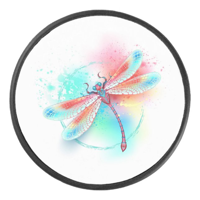 Dragonfly rouge sur l'arrière - plan aquarelle (Devant)