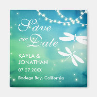 Dragonfly Save the Date Magnets | Blue & Green