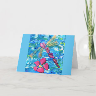 Dragonfly Sea Glass Mix Media Collage Card