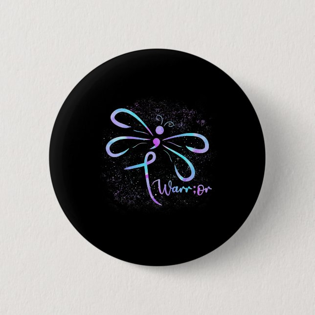 Dragonfly Semicolon Suicide Prevention Awareness O 2 Inch Round Button (Front)