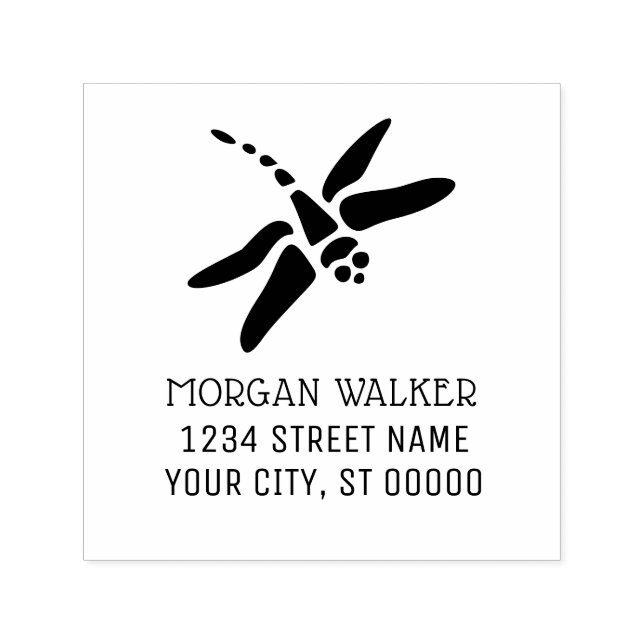 Dragonfly Silhouette #1 Insect Name Address Self-inking Stamp (Design)