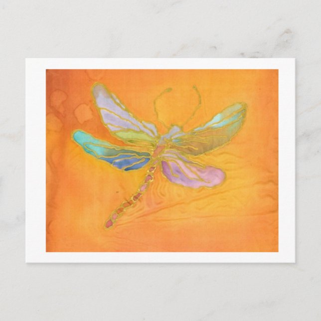 Dragonfly Silk peinture Carte postale (Devant)