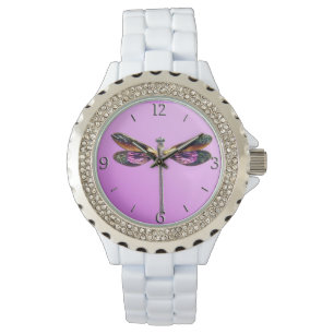 Dragonfly - silver, gold, purple and black watch