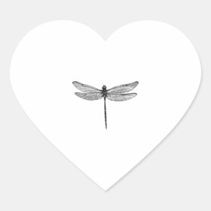 Dragonfly Sketch Heart Sticker