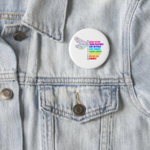 Dragonfly Smile Often Think Positively Quote 2 Inch Round Button