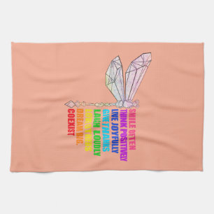Dragonfly Smile Often Think Positively Quote Kitchen Towel