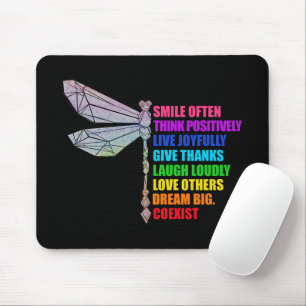 Dragonfly Smile Often Think Positively Quote Mouse Pad