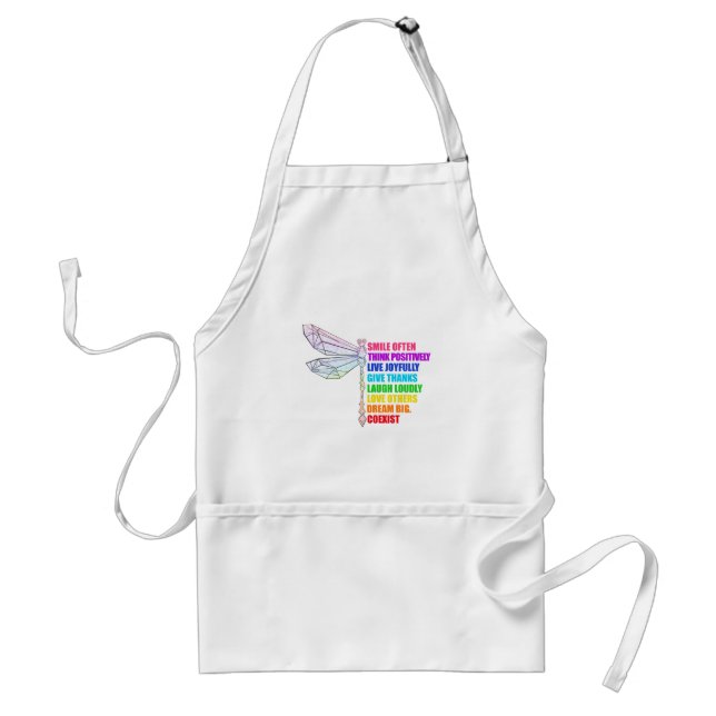 Dragonfly Smile Often Think Positively Quote Standard Apron (Front)