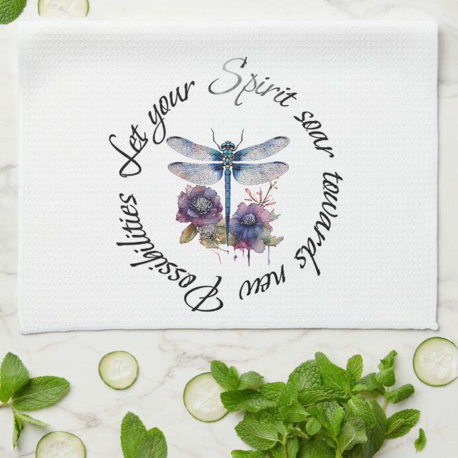 Dragonfly - spirit of new possibilities kitchen towel (Folded)
