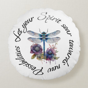 Dragonfly - spirit of new possibilities round pillow