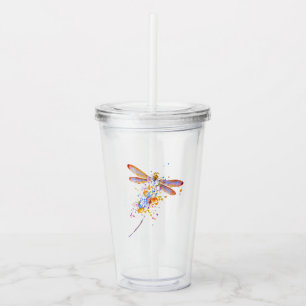 Dragonfly splatter acrylic tumbler